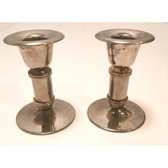 Candle Stick Holders Unique Vintage Silver Plated Compact - Picture 2 of 6